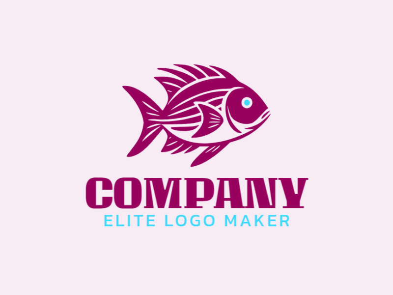 Mergulhe em um logotipo de inspiração tribal, onde um gracioso peixe em tons encantadores de azul e rosa ganham vida.