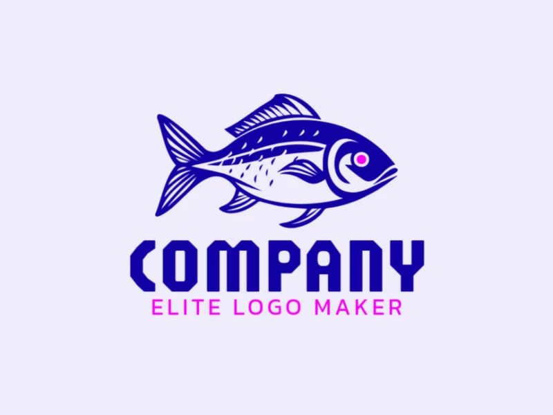 Logotipo customizável com a forma de um peixe com design criativo e estilo ilustrativo.