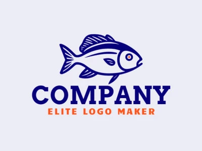 Illustrative logo in the shape of a fish swimming with creative design.