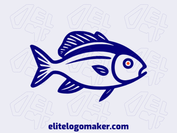 Illustrative logo in the shape of a fish swimming with creative design.