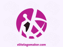 Elegant logo with abstract shapes forming a flamingo with a circular design with pink and black colors.