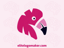 Abstract logo with the shape of a flamingo head with pink and black colors.