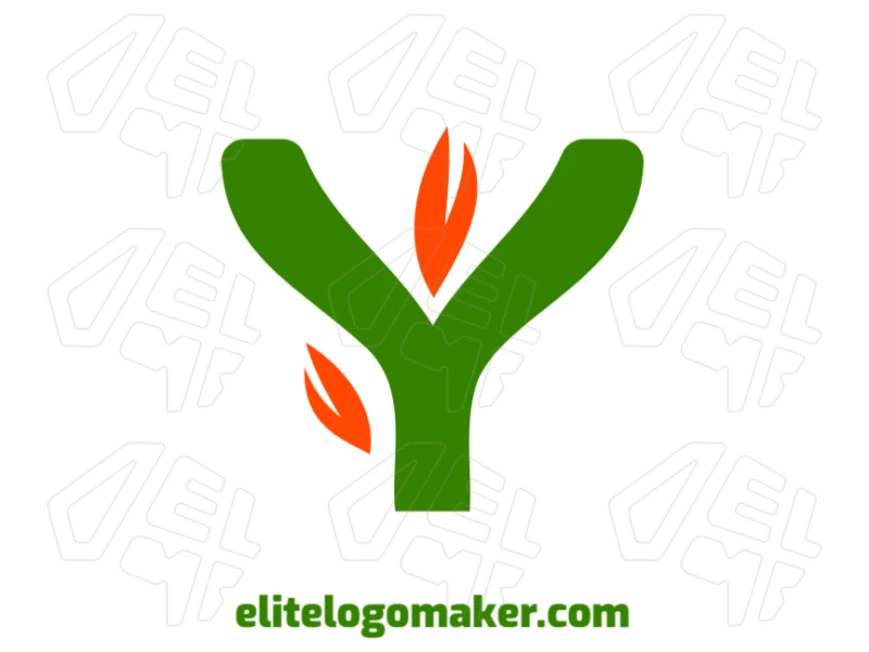A flashy minimalist illustration of the letter "Y" combined with tree leaves, perfect for an innovative and fully customizable logo.