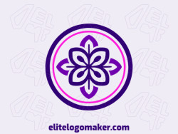 Create a vector logo for your company in the shape of a flower with an abstract style, the colors used were purple and pink.