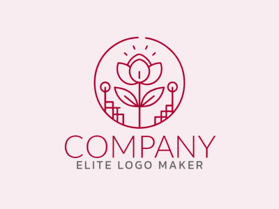 A circular flower logo design exuding vibrant energy and elegance in rich shades of red.