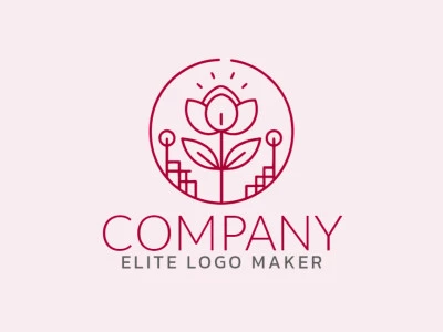 A circular flower logo design exuding vibrant energy and elegance in rich shades of red.