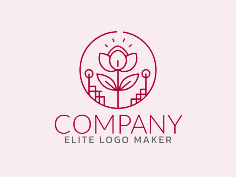 A circular flower logo design exuding vibrant energy and elegance in rich shades of red.