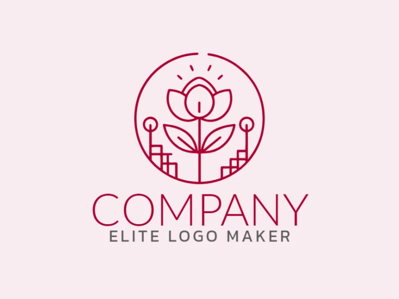 A circular flower logo design exuding vibrant energy and elegance in rich shades of red.