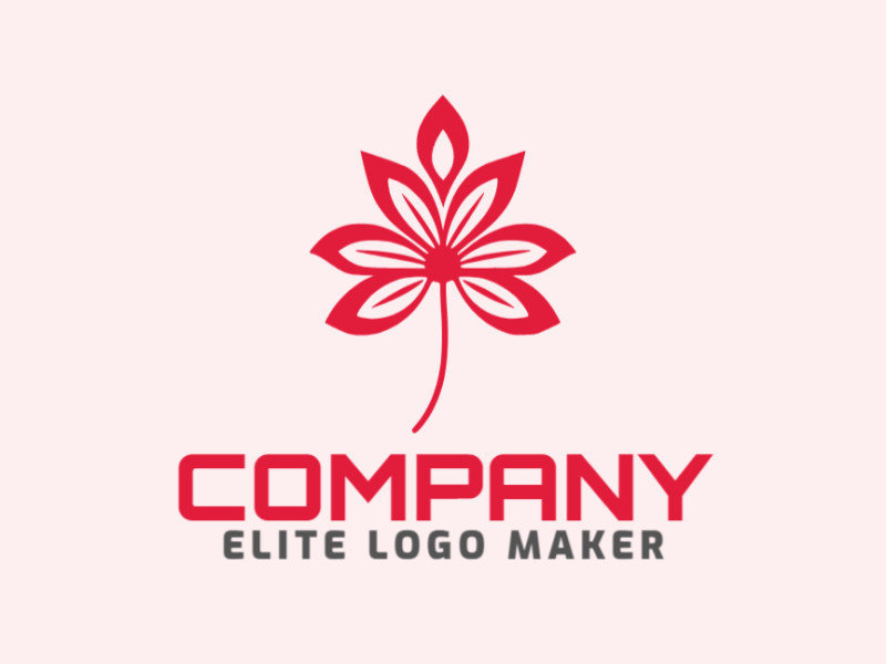 Logotipo vetorial com a forma de uma flor com estilo simples e cor vermelho.