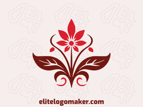 Create your own logo in the shape of a flower with an abstract style with red and dark red colors.