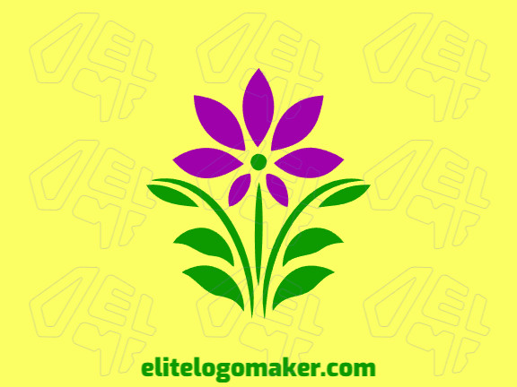 Logotipo com a forma de uma flor com as cores roxo e verde escuro, esse logotipo é ideal para diferentes áreas de negócio.