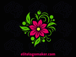 Ideal logo for different businesses in the shape of a flower combined with leaves, with creative design and ornamental style.