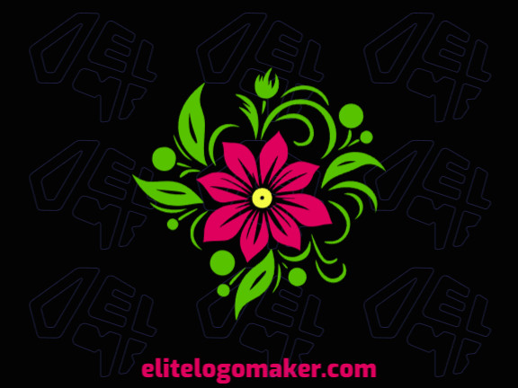 Logotipo ideal para diferentes negócios com a forma de uma flor combinado com folhas , com design criativo e estilo ornamental.