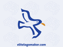 Animal logo in the shape of a flying albatross with yellow and blue colors, this logo is ideal for different types of business.