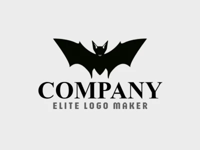 Un logotipo simétrico con un murciélago volador en negro sólido.