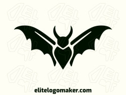Create a vector logo for your company in the shape of a flying bat with a minimalist style, the color used was black.