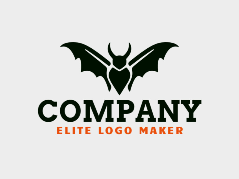 Crie um logotipo vetorial para sua empresa com a forma de um morcego voador com estilo minimalista, a cor utilizada foi preto.