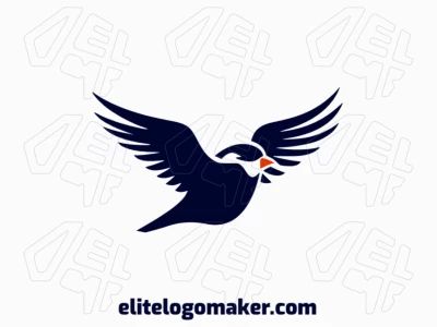 Logo template for sale in the shape of a flying bird, the colors used were orange and dark blue.
