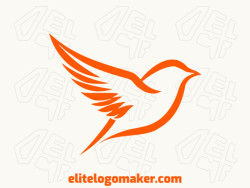 A simple and elegant depiction of a flying bird in vibrant orange, symbolizing freedom and grace.