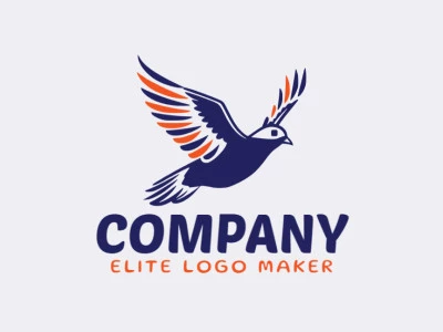 Logotipo personalizable en forma de un Ave volando con diseño creativo y estilo abstracto.