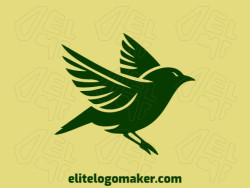 Simple logo composed of abstract shapes forming a flying bird with the color dark green.