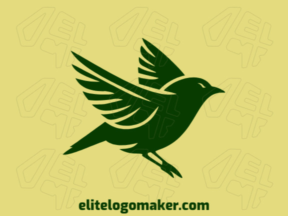 Logotipo simples composto por formas abstratas, formando um pássaro voando com a cor verde escuro.