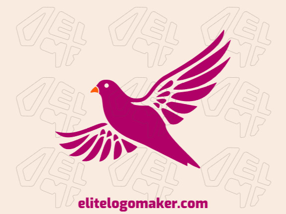 Logotipo simples criado com formas abstratas formando um pássaro voando com a cor rosa.