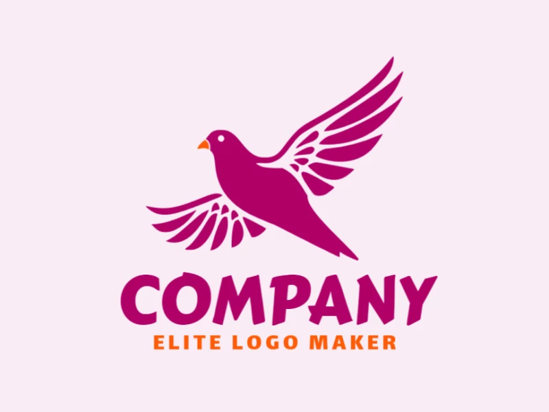 A simple logo created with abstract shapes forming a flying bird with the color pink.