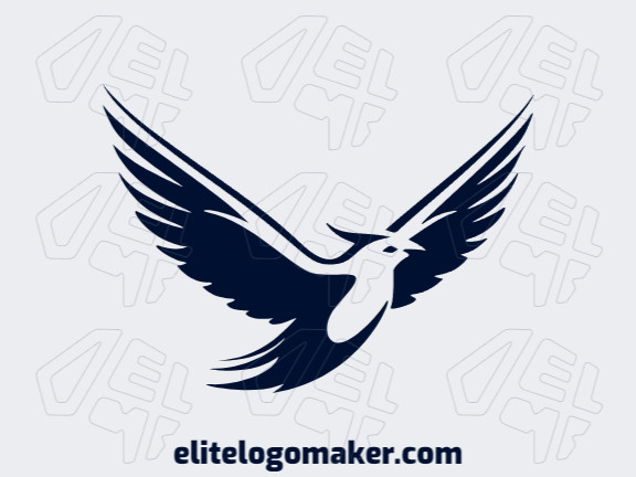 Professional logo in the shape of a flying bird with an abstract style, the color used is black.