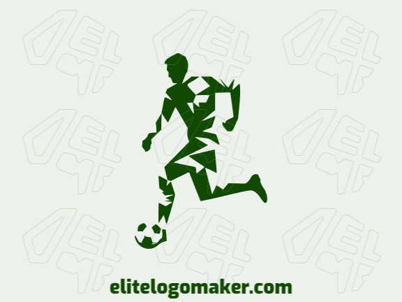 Um jogador de futebol em estilo mosaico, elaborado em tons de verde escuro, exibindo a arte do belo jogo.
