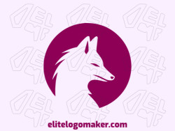 Vector logo in the shape of a fox with abstract design and purple color.