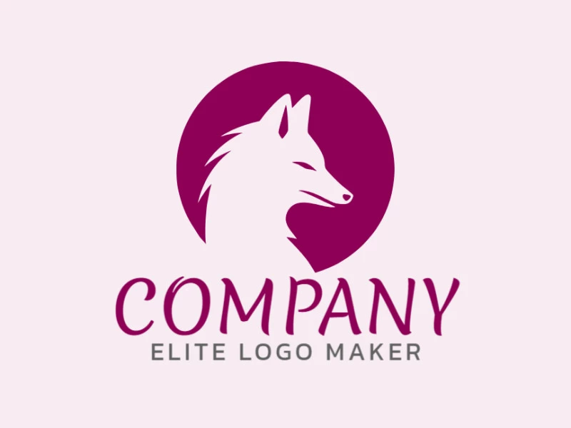 Vector logo in the shape of a fox with abstract design and purple color.