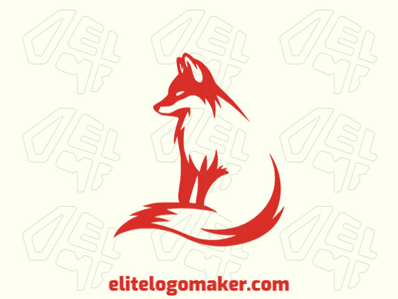 Logotipo customizável com a forma de uma raposa composto por um estilo abstrato e cor vermelho.
