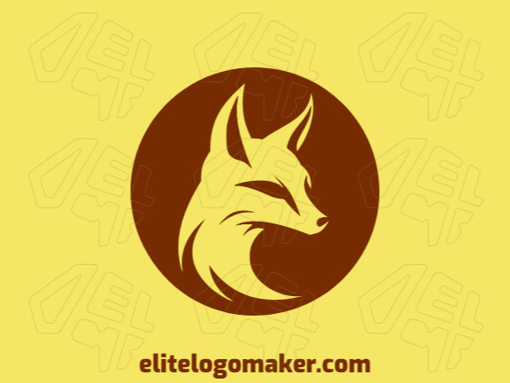 Um logotipo profissional em forma de uma raposa com um estilo minimalista, a cor utilizada foi marrom escuro.