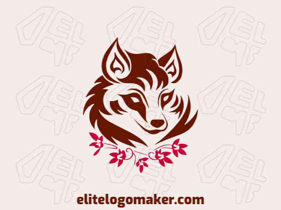 Logotipo ideal para diferentes negócios com a forma de uma raposa combinado com flores , com design criativo e estilo abstrato.