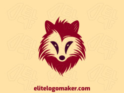 Customizable logo in the shape of a fox head composed of a minimalist style with red and dark brown colors.