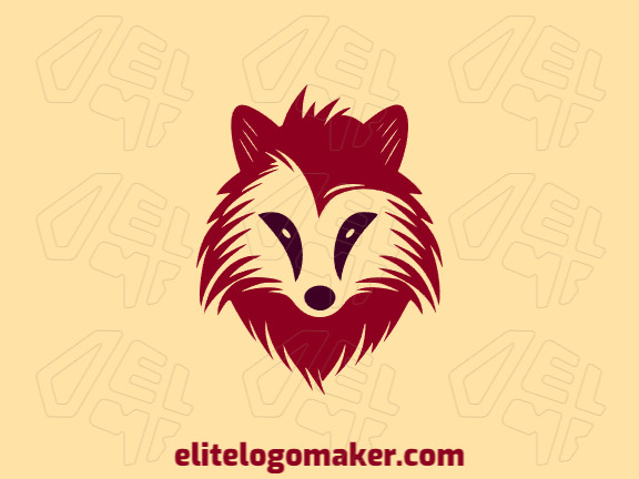 Logotipo customizável com a forma de uma cabeça de rabosa composto por um estilo minimalista e com as cores vermelho e marrom escuro.