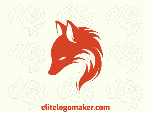 Professional logo in the shape of a fox head with an minimalist style, the color used was orange.