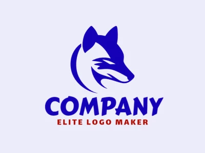 Create a logo for your company in the shape of a fox head with minimalist style and dark blue color.