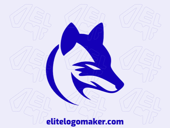 Create a logo for your company in the shape of a fox head with minimalist style and dark blue color.