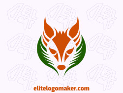 A harmonious fusion of a fox head and leaves, the abstract logo in green and orange embodies nature's beauty and vitality with a touch of artistic allure.