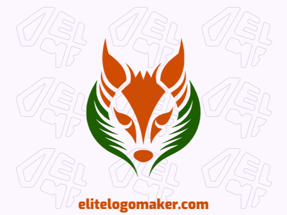 A harmonious fusion of a fox head and leaves, the abstract logo in green and orange embodies nature's beauty and vitality with a touch of artistic allure.