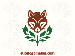 Create a logo for your company in the shape of a fox combined with leaves, with an ornamental style with green and brown colors.