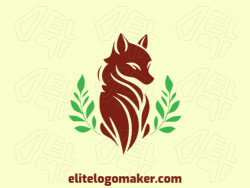 Illustrative logo in the shape of a fox combined with leaves with creative design.
