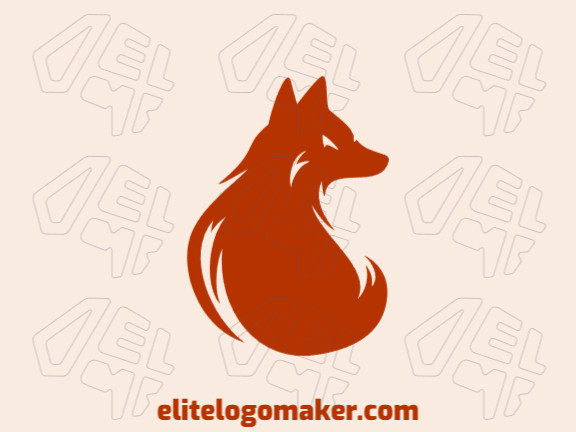 Logotipo vetorial com a forma de uma raposa sentada com design simples e cor vermelho.