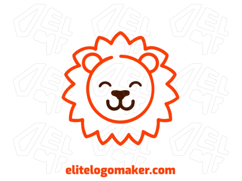 Uma ilustração profissional e amigável de um leão carinhoso, projetada em estilo simétrico para um logotipo personalizável.