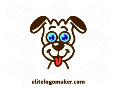 Un logotipo barato y simétrico con una ilustración amigable de un perro alegre, ofreciendo un diseño divertido y personalizable para cualquier marca.