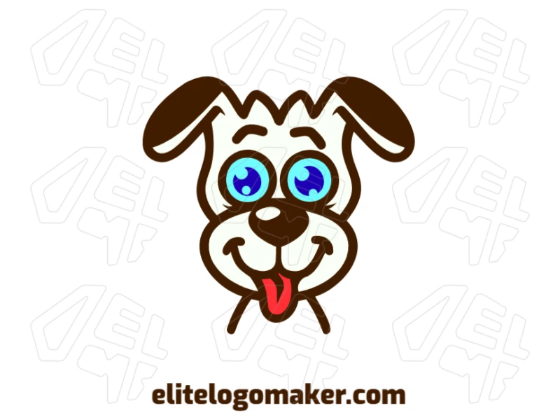 A cheap, symmetric logo featuring a friendly, joyful dog illustration, offering a fun and customizable design for any brand.