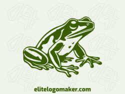 Handcrafted logo with a refined design forming a frog, the color used was dark green.