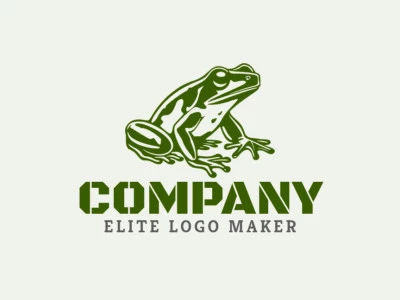 Logotipo hecho a mano con un diseño refinado que forma una rana con el color verde oscuro.